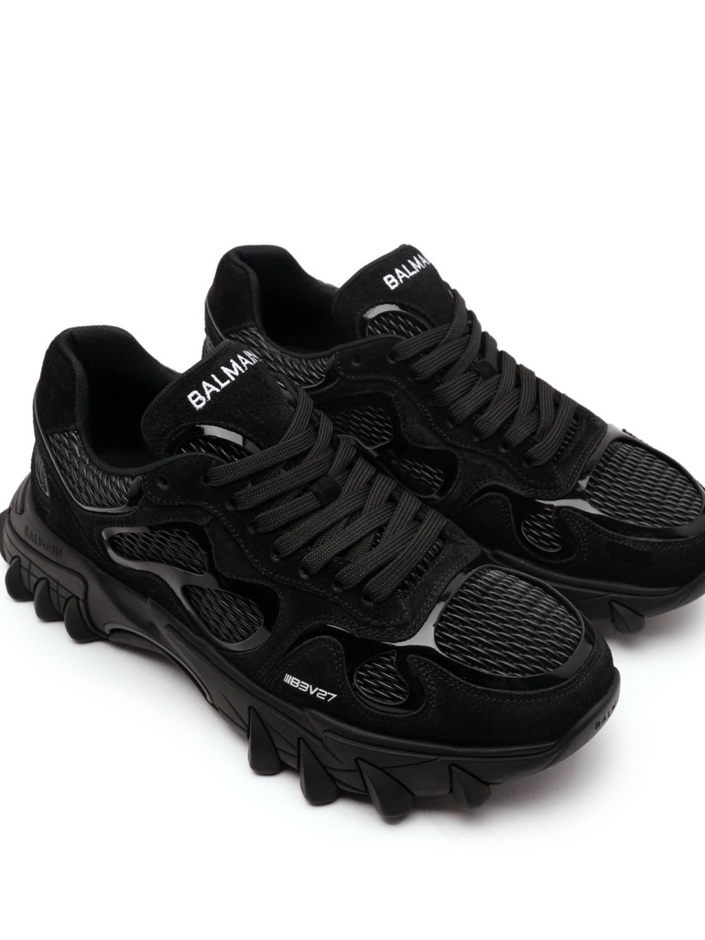 Balmain All-Black Mesh & Suede Chunky Sneakers